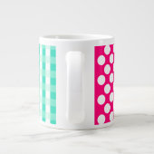 Abstract meisje Gingham Polka Dots Pattern Grote Koffiekop (Achterkant)