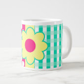 Abstract meisje Gingham Polka Dots Pattern Grote Koffiekop (Voorkant rechts)