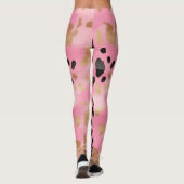 Abstract Meisje Glam Roze Goud Zwart Luipaard Prin Leggings (Achterkant)