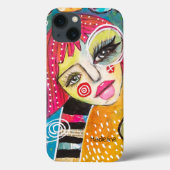 Abstract meisje Kleurrijk Roze Groen Sinaasappel Case-Mate iPhone Case (Achterkant)