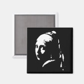 Abstract Meisje met Pearl Earring Magneet (Voorkant / Achterkant)