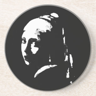 Abstract Meisje met Pearl Earring Sandstone Onderz Zandsteen Onderzetter