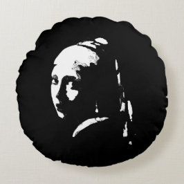 Abstract Meisje met Pearl Earring Sierkussen Rond Kussen