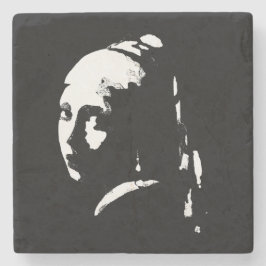 Abstract Meisje met Pearl Earring Stenen Onderzetter