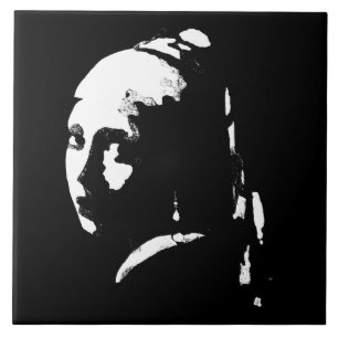 Abstract Meisje met Pearl Earring Tegeltje