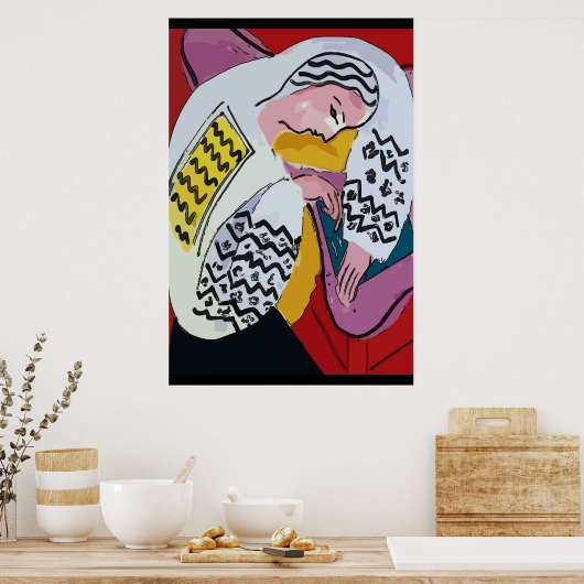 Abstract meisje op tablet 4 poster (Keuken)