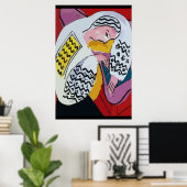 Abstract meisje op tablet 4 poster (Thuiskantoor)