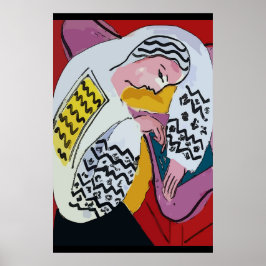 Abstract meisje op tablet 4 poster