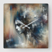 Abstract Meisje Schilderen Vierkante Klok (Voorkant)