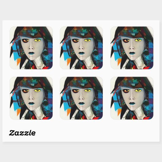 Abstract meisje Square Sticker (Vel)