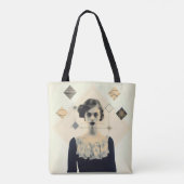 Abstract meisje tote bag (Achterkant)