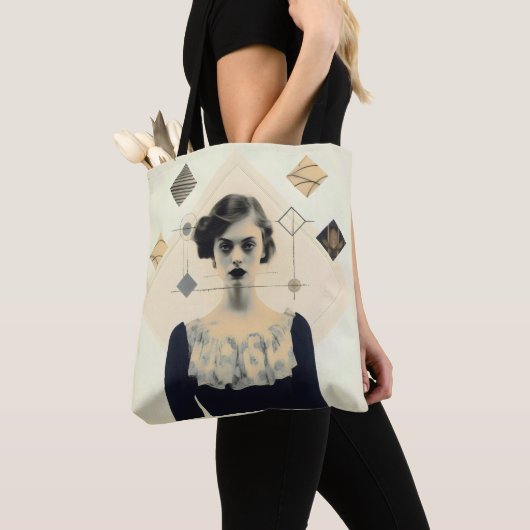 Abstract meisje tote bag (Dichtbij)
