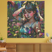 *~ Abstract Meisje Wilde Bloemgebied AP56 Canvas Afdruk (Insitu (Woonkamer))