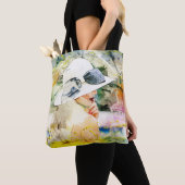 Abstract Meisje Wit Pet Bow Ribbon Field Lip Mouth Tote Bag (Dichtbij)