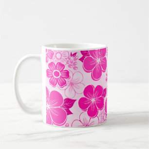 Abstract meisjesachtige roze bloemen koffiemok