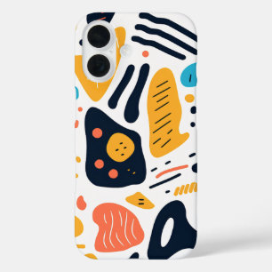 Abstract Memphis stijl organische vormen patroon iPhone 16 Hoesje