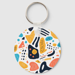Abstract Memphis stijl organische vormen patroon Sleutelhanger