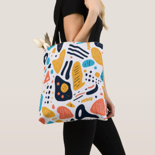 Abstract Memphis stijl organische vormen patroon Tote Bag
