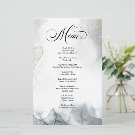 ABSTRACT menu Waterverf zwart-wit BUDGET (Staand voorkant)