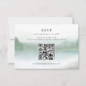 Abstract Meren Bomen Aquarel Trouw QR Code RSVP Kaartje (Voorkant)