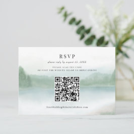 Abstract Meren Bomen Aquarel Trouw QR Code RSVP Kaartje