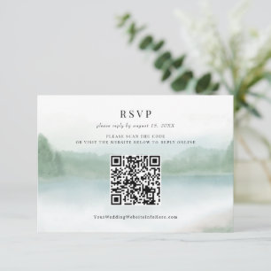 Abstract Meren Bomen Aquarel Trouw QR Code RSVP Kaartje