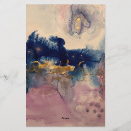 abstract met blauw en roze kaart (Achterkant)