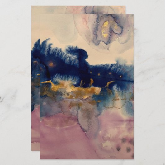 abstract met blauw en roze kaart (Voorkant / Achterkant)