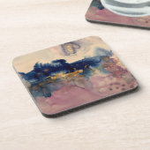 abstract met blauw en roze kussen bier onderzetter (Linkerzijde)