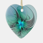 Abstract met blauw, modern fractaal kunsthart keramisch ornament (Rechts)