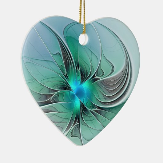 Abstract met blauw, modern fractaal kunsthart keramisch ornament (Rechts)