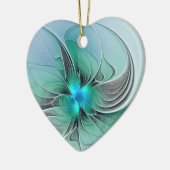 Abstract met blauw, modern fractaal kunsthart keramisch ornament (Links)