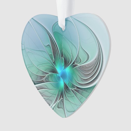 Abstract met blauw, modern fractaal kunsthart ornament (voorkant)