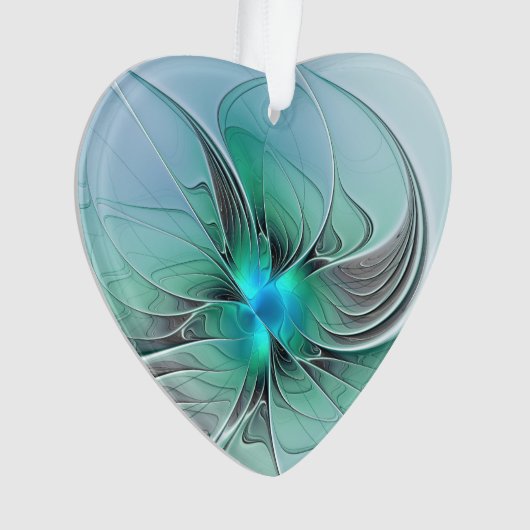 Abstract met blauw, modern fractaal kunsthart ornament (voorkant)