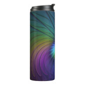 Abstract met blauw, modern fractaal monogram thermosbeker (Gedraaid links)