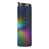 Abstract met blauw, modern fractaal monogram thermosbeker (Geroteerd rechts)