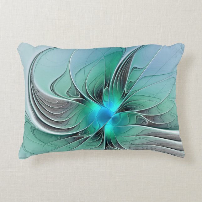 Abstract met blauw, moderne fractale kunst accent kussen (Voorkant)