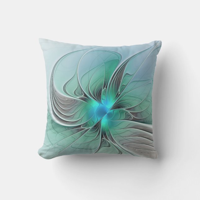 Abstract met blauw, moderne fractale kunst buitenkussen (Voorkant)