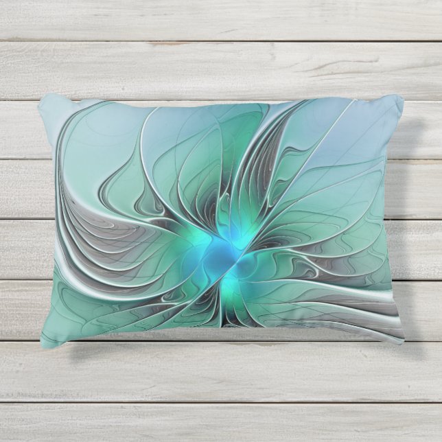 Abstract met blauw, moderne fractale kunst buitenkussen (Voorkant)