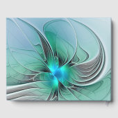 Abstract met blauw, moderne fractale kunst gastenboek (Achterkant)
