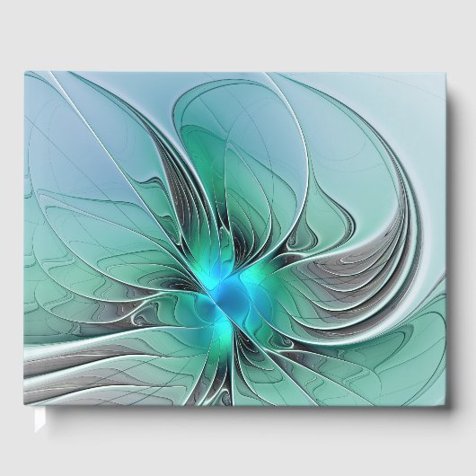 Abstract met blauw, moderne fractale kunst gastenboek (Voorkant)