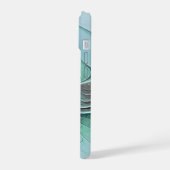 Abstract met blauw, moderne fractale kunst iPhone 15 case (Linkerkant)