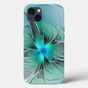 Abstract met blauw, moderne fractale kunst iPhone 13 hoesje