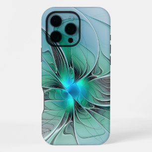Abstract met blauw, moderne fractale kunst iPhone 16 pro max hoesje