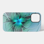 Abstract met blauw, moderne fractale kunst iPhone hoesje (Achterkant horizontaal)