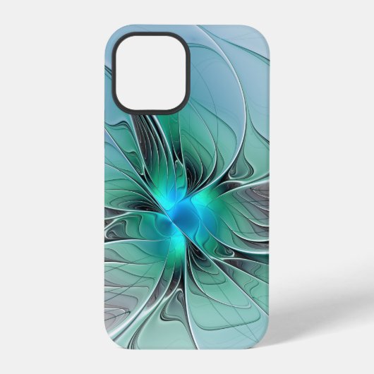 Abstract met blauw, moderne fractale kunst iPhone hoesje (Achterkant)