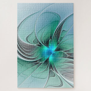 Abstract met blauw, moderne fractale kunst legpuzzel