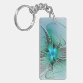 Abstract met blauw, moderne fractale kunst sleutelhanger (Voorkant Links)