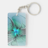 Abstract met blauw, moderne fractale kunst sleutelhanger (achterkant)