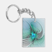 Abstract met blauw, moderne fractale kunst sleutelhanger (Voorkant Links)